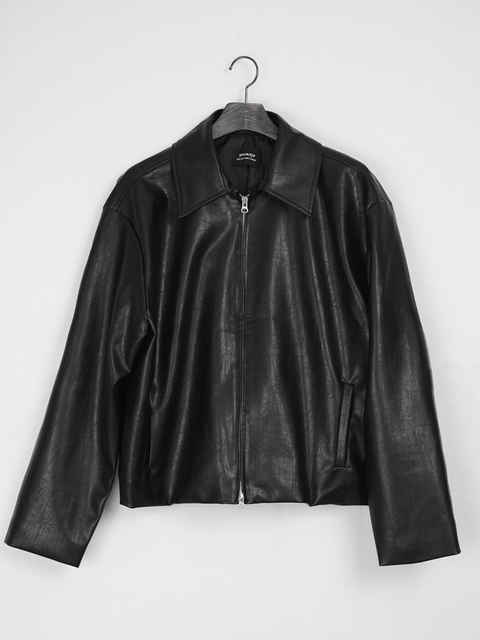 [UNISEX] Crack Hidden Leather Jacket